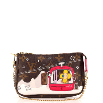Louis Vuitton Pochette Accessoires Limited Edition Vivienne Xmas Monogram Canvas Mini