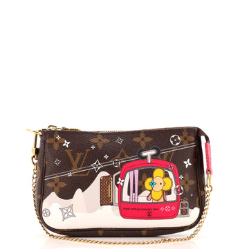 Louis Vuitton Pochette Accessoires Limited Edition Vivienne Xmas Monogram Canvas Mini