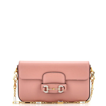 Gucci Horsebit 1955 Shoulder Bag Leather with Crystal Detail Mini
