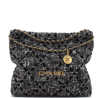 Chanel 22 Chain Hobo Quilted Wool Tweed Medium