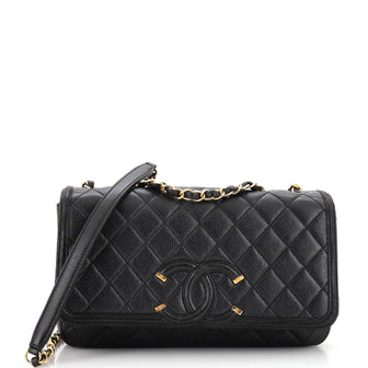 Chanel Filigree Flap Bag Quilted Caviar Medium