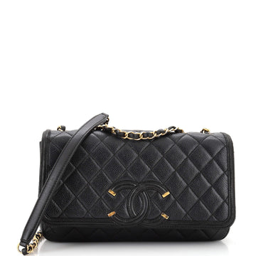 Chanel Filigree Flap Bag Quilted Caviar Medium