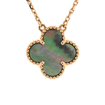 Van Cleef & Arpels Vintage Alhambra Pendant Necklace 18K Rose Gold and Grey Mother of Pearl