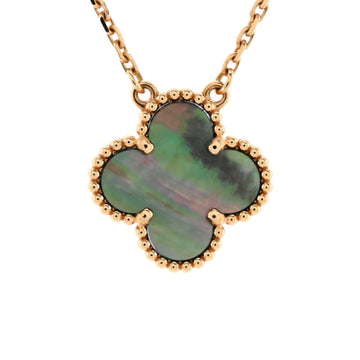 Van Cleef & Arpels Vintage Alhambra Pendant Necklace 18K Rose Gold and Grey Mother of Pearl