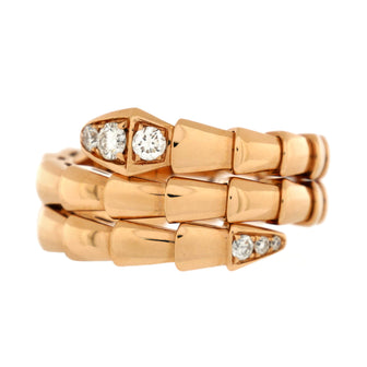 Bvlgari Serpenti Viper Two-Coil Ring 18K Rose Gold with Diamond