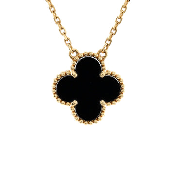 Van Cleef & Arpels Vintage Alhambra Pendant Necklace 18K Yellow Gold and Onyx