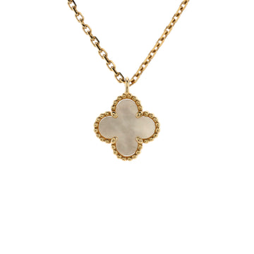 Van Cleef & Arpels Sweet Alhambra Pendant Necklace 18K Yellow Gold and Mother of Pearl