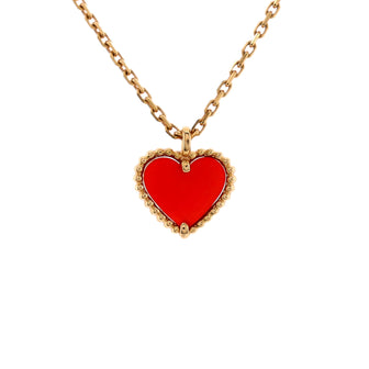 Van Cleef & Arpels Sweet Alhambra Heart Pendant Necklace 18K Rose Gold and Carnelian