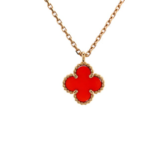 Van Cleef & Arpels Sweet Alhambra Pendant Necklace 18K Rose Gold and Carnelian