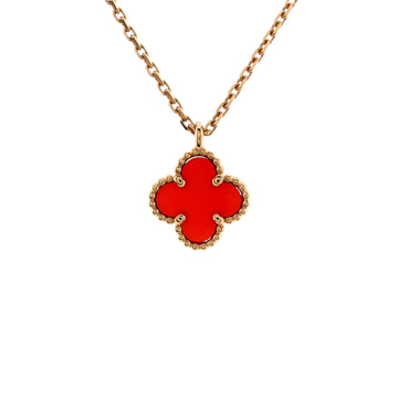 Van Cleef & Arpels Sweet Alhambra Pendant Necklace 18K Rose Gold and Carnelian