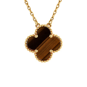 Van Cleef & Arpels Vintage Alhambra Pendant Necklace 18K Yellow Gold and Tiger Eye