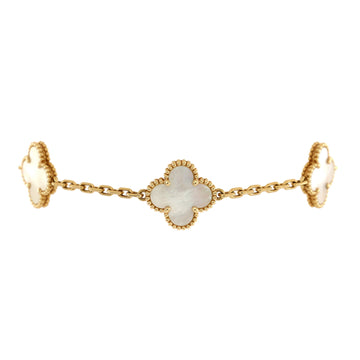 Van Cleef & Arpels Vintage Alhambra 5 Motifs Bracelet 18K Yellow Gold and Mother of Pearl