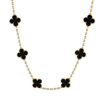 Van Cleef & Arpels Vintage Alhambra 10 Motifs Necklace 18K Yellow Gold and Onyx