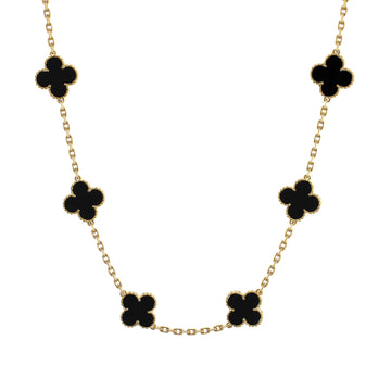 Van Cleef & Arpels Vintage Alhambra 10 Motifs Necklace 18K Yellow Gold and Onyx