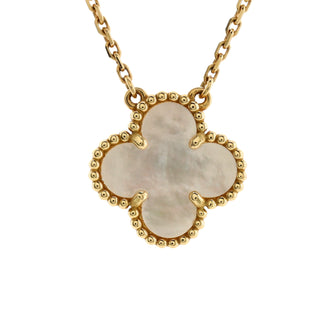 Van Cleef & Arpels Vintage Alhambra Pendant Necklace 18K Yellow Gold and Mother of Pearl