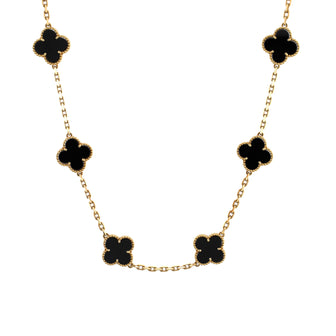 Van Cleef & Arpels Vintage Alhambra 10 Motifs Necklace 18K Yellow Gold and Onyx