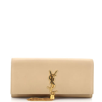 Saint Laurent Classic Monogram Tassel Clutch Leather Long