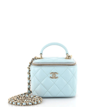 Chanel Classic Top Handle Vanity Case with Chain Quilted Lambskin Mini