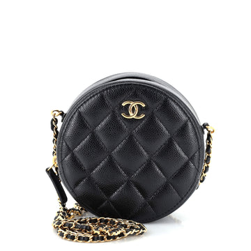 Chanel Miss Coco Round Clutch with Chain Quilted Caviar Mini