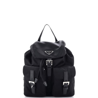 Prada Vela Double Front Pocket Backpack Tessuto with Saffiano Leather Small
