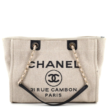 Chanel Deauville NM Chain Handle Tote Mixed Fibers Small