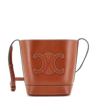 Celine Cuir Triomphe Bucket Bag Leather Small