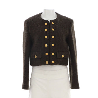 Celine Women's Double Button Up Jacket Tweed