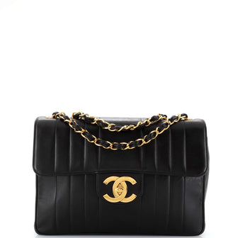 Chanel Vintage Classic Single Flap Bag Vertical Quilt Lambskin Jumbo