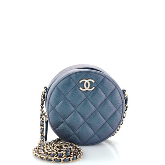 Chanel Round Clutch with Chain Quilted Iridescent Caviar Mini