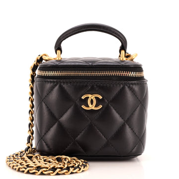 Chanel Classic Top Handle Vanity Case with Chain Quilted Lambskin Mini