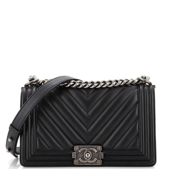 Chanel Boy Flap Bag Chevron Lambskin Old Medium