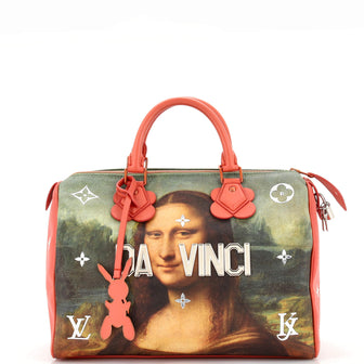 Louis Vuitton Speedy Handbag Limited Edition Jeff Koons Da Vinci Print Canvas 30