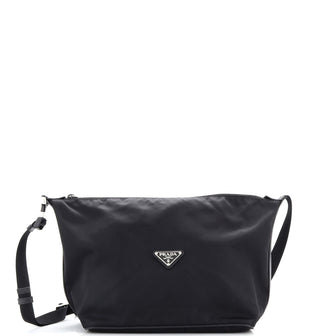 Prada Buckle Zip Shoulder Bag Tessuto Medium