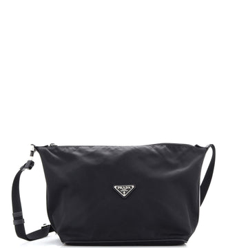 Prada Buckle Zip Shoulder Bag Tessuto Medium