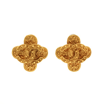 Chanel Vintage CC Cross Clip-On Earrings Textured Metal