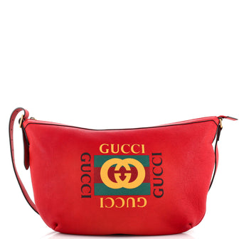 Gucci Logo Half-Moon Hobo Printed Leather