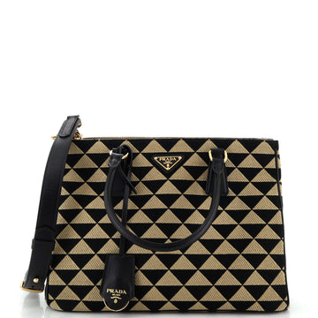 Prada Symbole Galleria Double Zip Tote Printed Fabric Medium