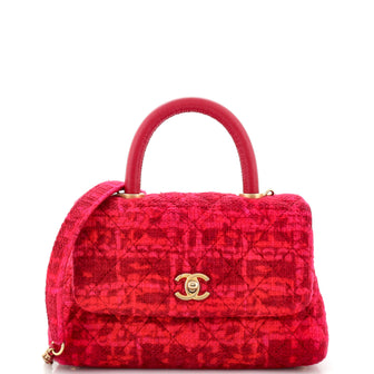 Chanel Coco Top Handle Bag Quilted Tweed Mini