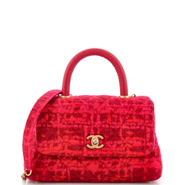 Chanel Coco Top Handle Bag Quilted Tweed Mini