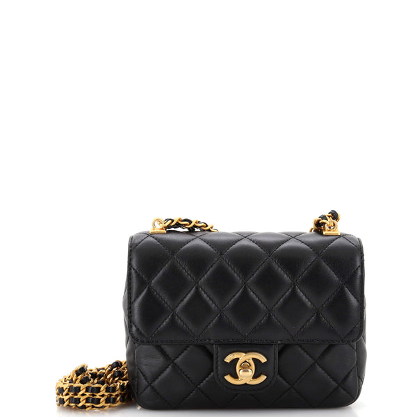 小物 CHANEL Chanel CC Enamel Charms Square Single Flap Bag Quilted Lambskin