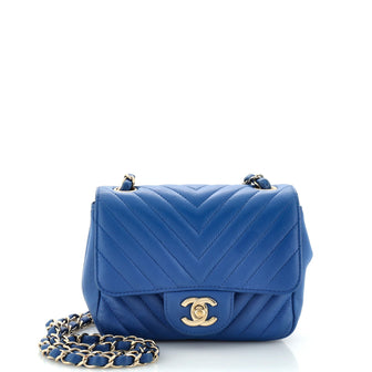 Chanel Square Classic Single Flap Bag Chevron Lambskin Mini