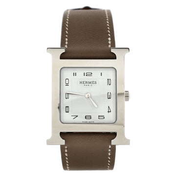 Hermes Heure H Quartz Watch Stainless Steel and Leather 26