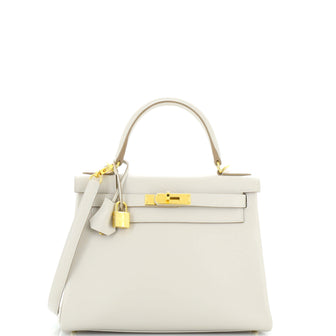 Hermes Kelly Handbag Grey Evercolor with Gold Hardware 28