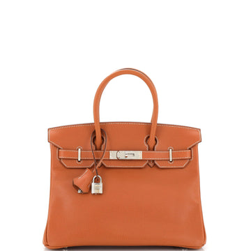Hermes Birkin Handbag Orange Vache Liegee with Palladium Hardware 30