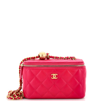 Chanel Pearl Crush Vanity Case with Chain Quilted Lambskin Small