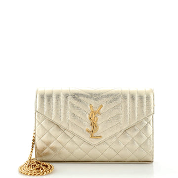 Saint Laurent Classic Monogram Chain Wallet Mixed Matelasse Leather Medium