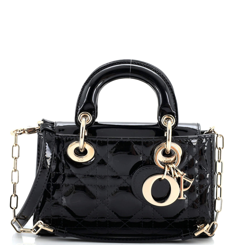 Christian Dior Lady D-Joy Bag Cannage Quilt Patent Micro 267838