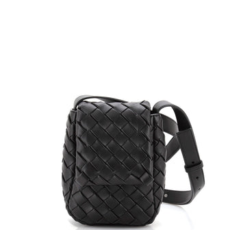 Bottega Veneta Vertical Cobble Flap Shoulder Bag Padded Intrecciato Leather Mini