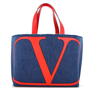 Valentino Garavani VLogo Escape Tote Denim with Leather Medium
