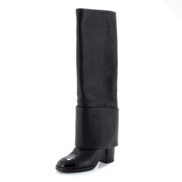 Chanel Women's Cap Toe Boots Leather with Patent